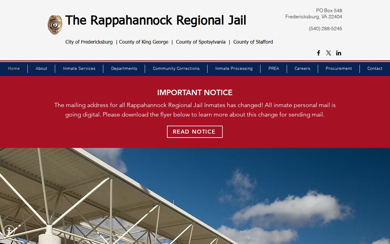Spotsylvania County arrest history channel at Rappahannock Regional Jail