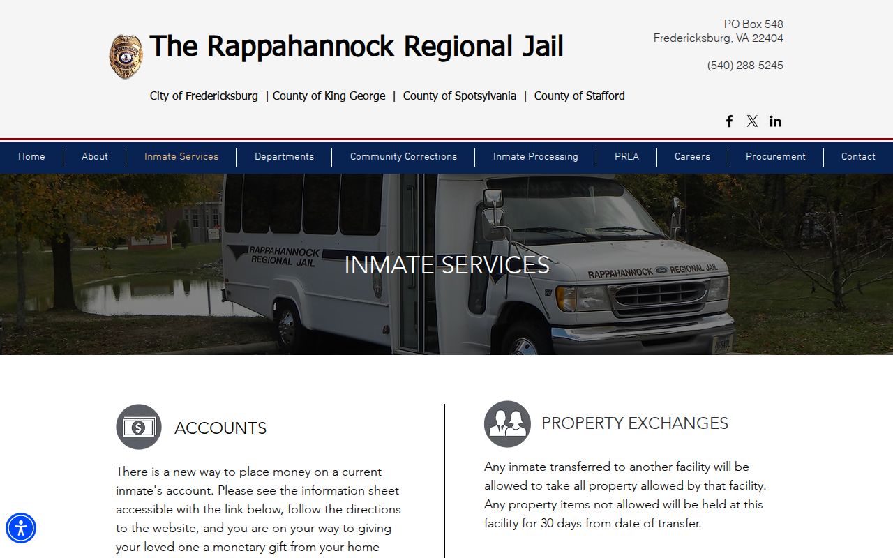 Rappahannock Regional Jail services for Spotsylvania County arrest records
