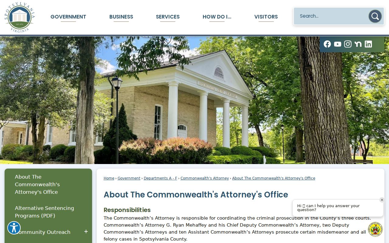 Spotsylvania County criminal history prosecutor office overview