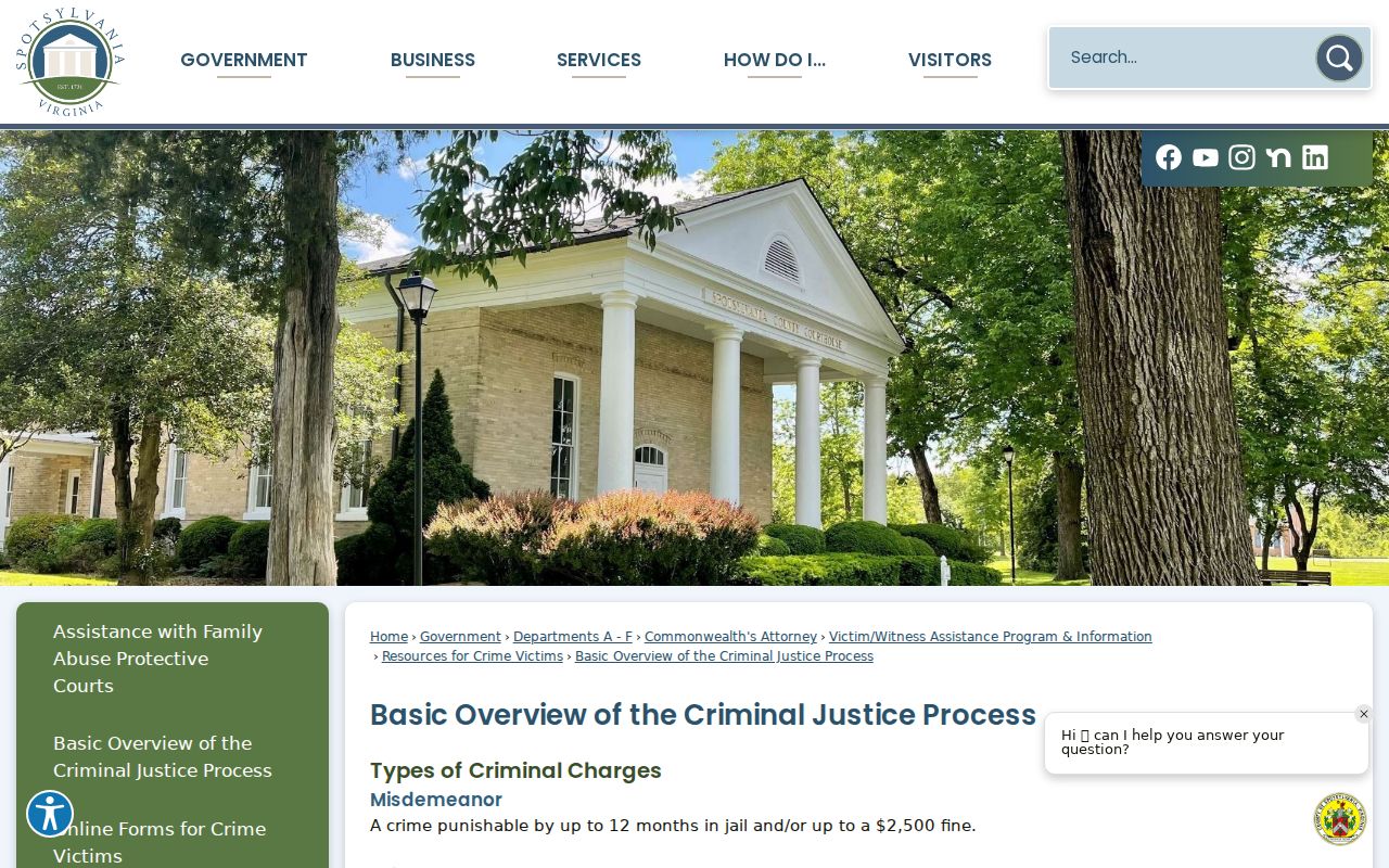Spotsylvania County criminal records justice process overview