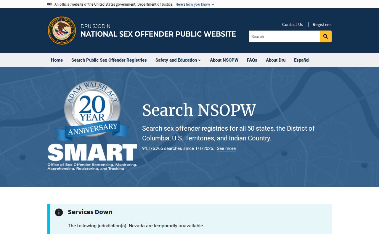 National registry search supporting a Spotsylvania County sex offender check